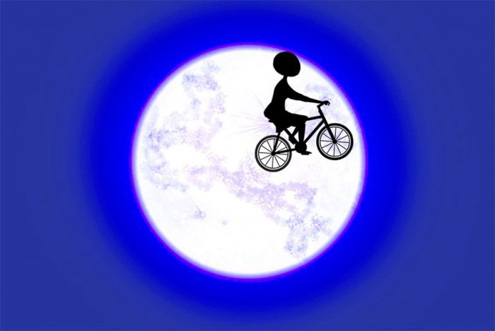 空飛ぶ自転車(利用者による画像コラージュ)